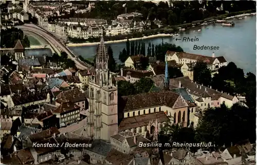 Konstanz, Basilika m. Rheinausfluss -521632
