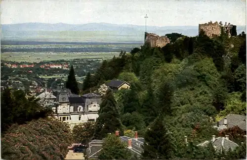 Badenweiler, Blick auf Burgruine und Rheinebene -521952