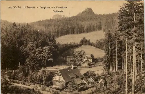 Zeughaus mit Forsthaus Goldstein, Sächs. Schweiz, Hinterhermsdorf -522192