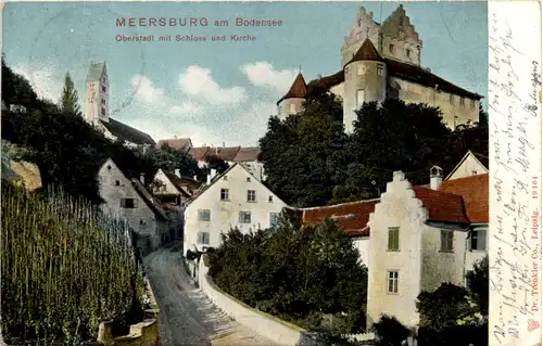 Meersburg, Oberstadt mit Schloss und Kirche -522578