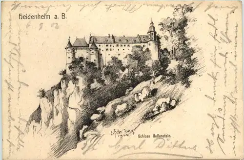 Heidenheim a. B. Schloss Hellenstein - Künstler-AK Eugen Felle -606052