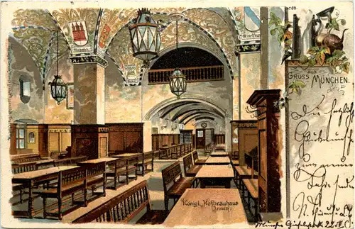 Gruss aus München - Hofbräuhaus - Litho -635344