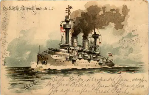 SMS Kaiser Friedrich III - Prägekarte -634994