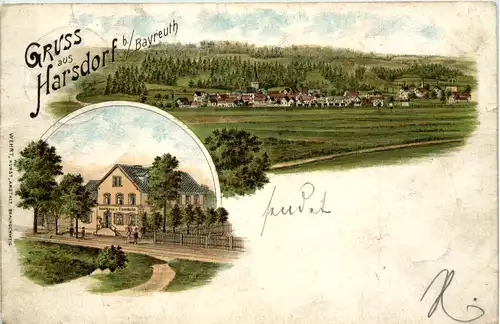 Gruss aus Harsdorf bei Bayreuth - Litho -635484