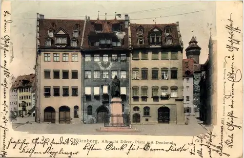 Nürnberg - Albrecht Dürer Platz mit Denkmal -635684