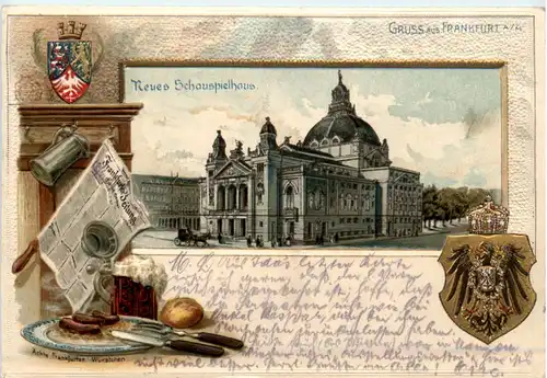 Gruss aus Frankfurt - Neues Schauspielhaus - Litho -498366