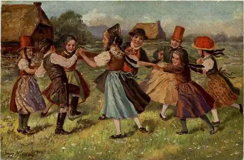 Ringelreihen im Schwarzwald - Künstlerkarte G. Mühlberg -523342