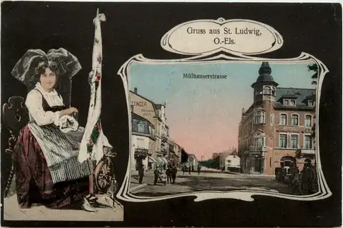 Gruss aus St. Ludwig - Mülhauserstrasse -498486