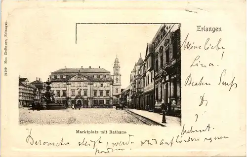 Erlangen - Marktplatz mit Rathaus -635710