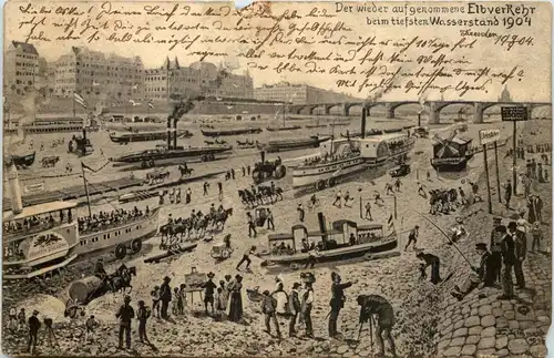 Dresden - Elbvrkehr beim tiefsten Wasserstand 1904 -636294