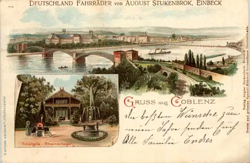 Gruss aus Coblenz - Werbung Stukenbrok Fahrrad - Litho -636744