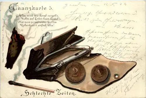Schlechte Zeiten - Geld auf Ansichtskarte -635180