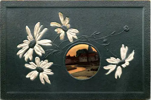 Prägekarte mit Stoff - Blumen -634866