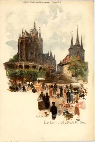 Erfurt - Der Dom - Litho -635092