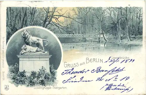 Gruss aus Berlin - Löwenbrücke - Litho -636230