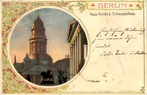 Berlin - Neue Kirche & Schauspielhaus - Litho -637064