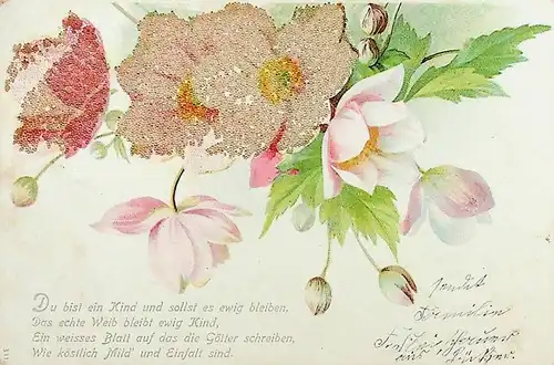 Blumen - mit Pastikperlen -S551
