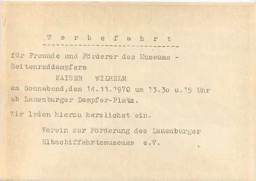 70 Jahre Schaufelraddampfer Kaiser Wilhelm - Lauenburg -638084