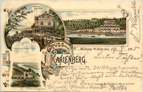 Mülheim an der Ruhr - Gruss vom Kahlenberg - Litho 1895 -635022