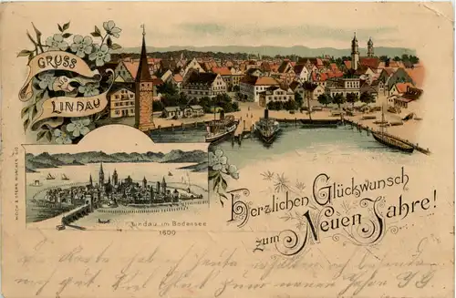 Gruss aus Lindau - Neujahr - Künstler-AK Eugen Felle -609134