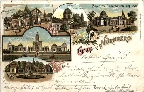 Gruss aus Nürnberg - Bayrische Landesausstellung 1896 - Litho -636572