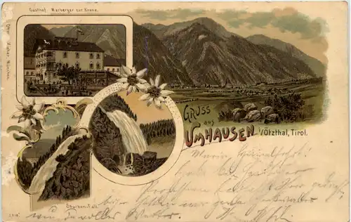 Gruss aus Umhausen im Ötzthal - Litho -636486