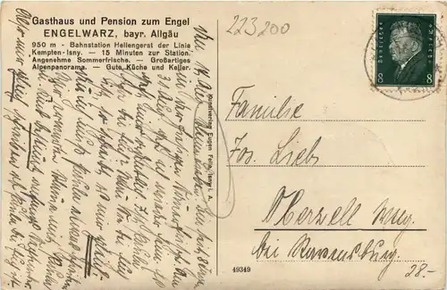 Engelwarz Gasthaus Engel- Allgäu - Künstler-AK Eugen Felle -609554