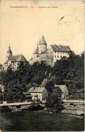 Schwarzenberg i.Sa., Schloss und Kirche -524078