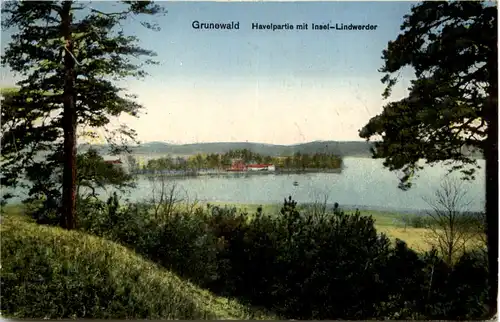 Grunewald, Havelpartie mit Insel-Lindwerder -524118