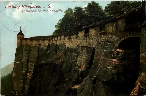 Festung Königstein i.Sa., Felswand an der Südseite -524138