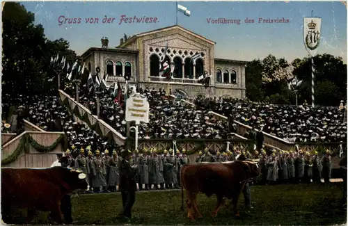 Oktoberfest München - Gruss von der Festwiese - Vorführung des Preisviehs -636972
