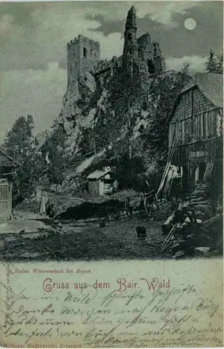 Gruss aus dem Bair. Wald - Ruine Weissenstein bei Regen -636866