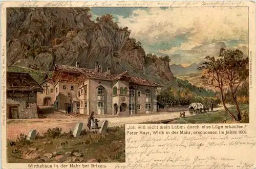 Wirtshaus in der Mahr bei Brixen - Litho -610094