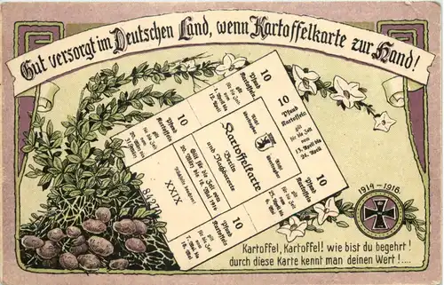 Kartoffelkarte Weltkrieg 1914 -610194
