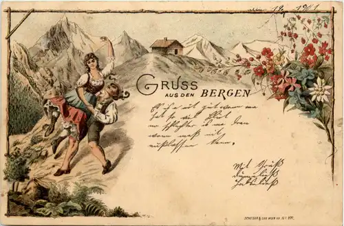 Gruss aus den Bergen - Litho -610214