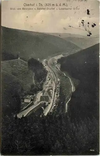 Oberhof, Blick vom Bärenstein n. Bahnhof Oberhof u. Lubenbacher Grund -525128