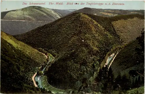 Das Schwarzatal, Blick von der Teufelstreppe n.d. Eberstein -524614