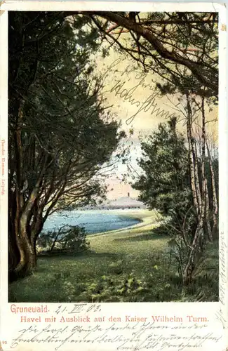 Grunewald, Havel mit Ausblick auf den Kaiser Wilhelm Turm -524092