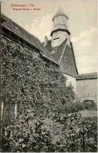 Mühlhausen i.Thür., Hospital-Garten u. Kirche -524874