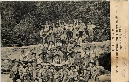 Hergensweiler 1909 - Leiblachter mit Trachtenmusik -610994