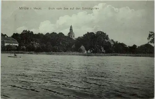 Mirow, Blick vom See auf den Schlossgarten -524176