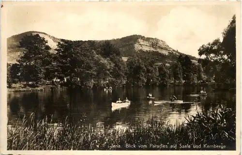 Jena, Blick vom Paradies auf Saale und Kernberge -525274