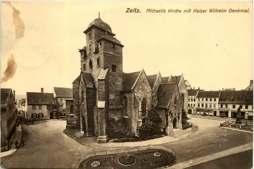 Zeitz, Michaelis Kirche mit Kaiser Wilhelm Denkmal -526088