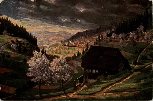 Frühling im Schwarzwald - Aug. Simon Künstlerkarte, Nussbachtal -525474