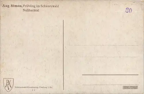 Frühling im Schwarzwald - Aug. Simon Künstlerkarte, Nussbachtal -525474