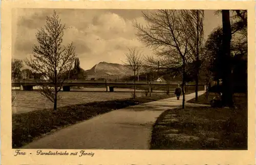 Jena, Paradiesbrücke mit Jenzig -526238