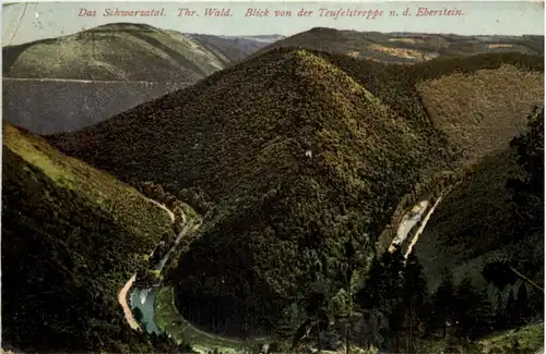 Das Schwarzatal, Blick von der Teufelstreppe n.d. Eberstein -525104