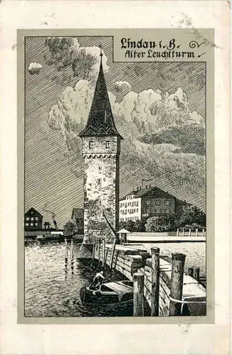 Lindau - Altr Leuchtturm - Künstler-AK Eugen Felle -612194