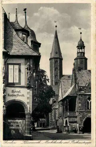 Goslar, Hotel Kaiserworth, Marktkirche und Rathaustreppe -525424