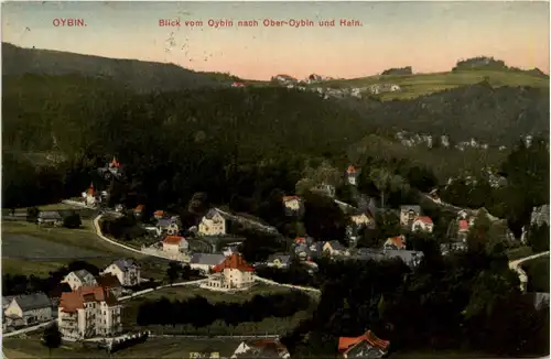 Oybin, Blick vom Oybin nach Ober-Oybin und Hain -501746